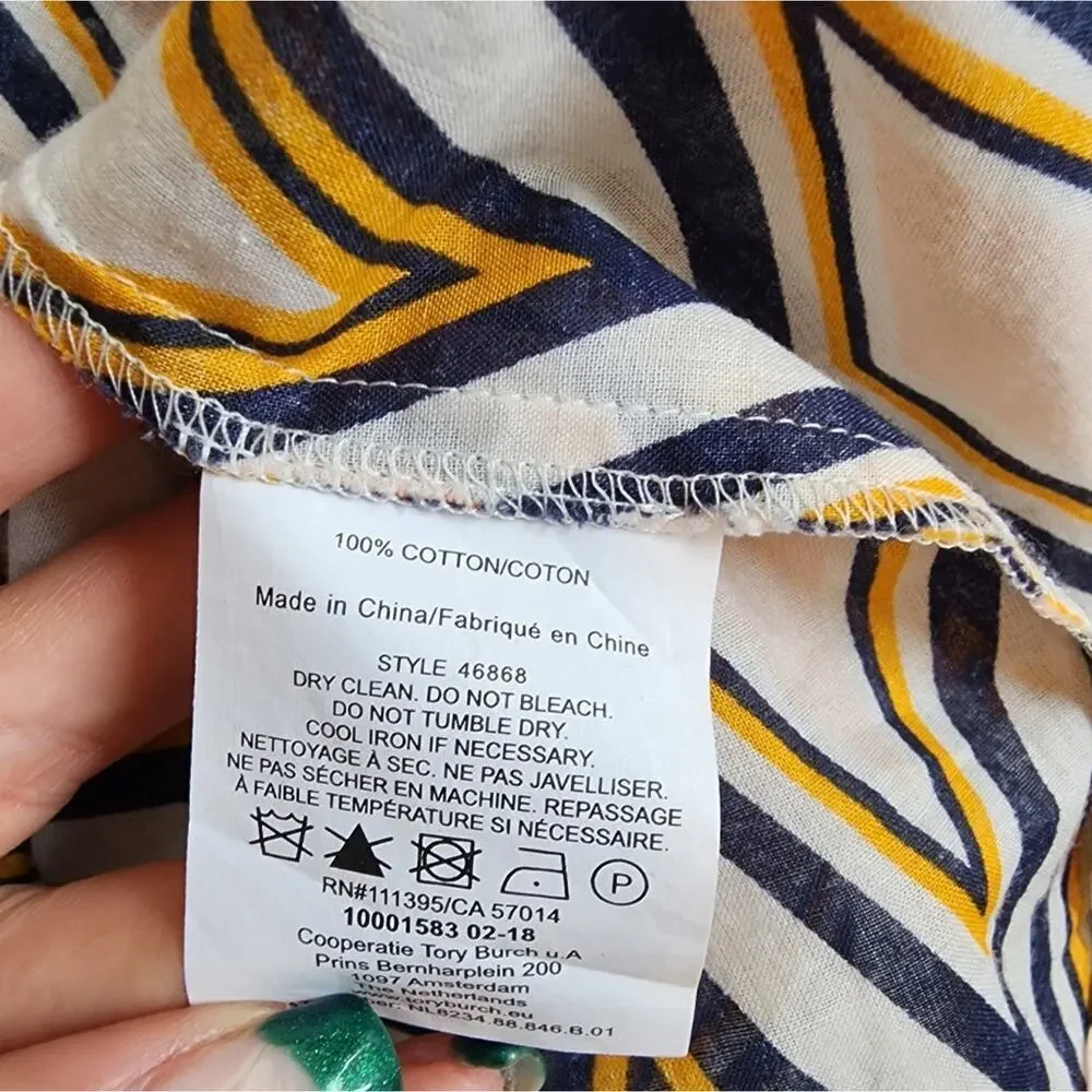 TORY BURCH GEOMETRIC BUTTON DOWN SIZE 8
